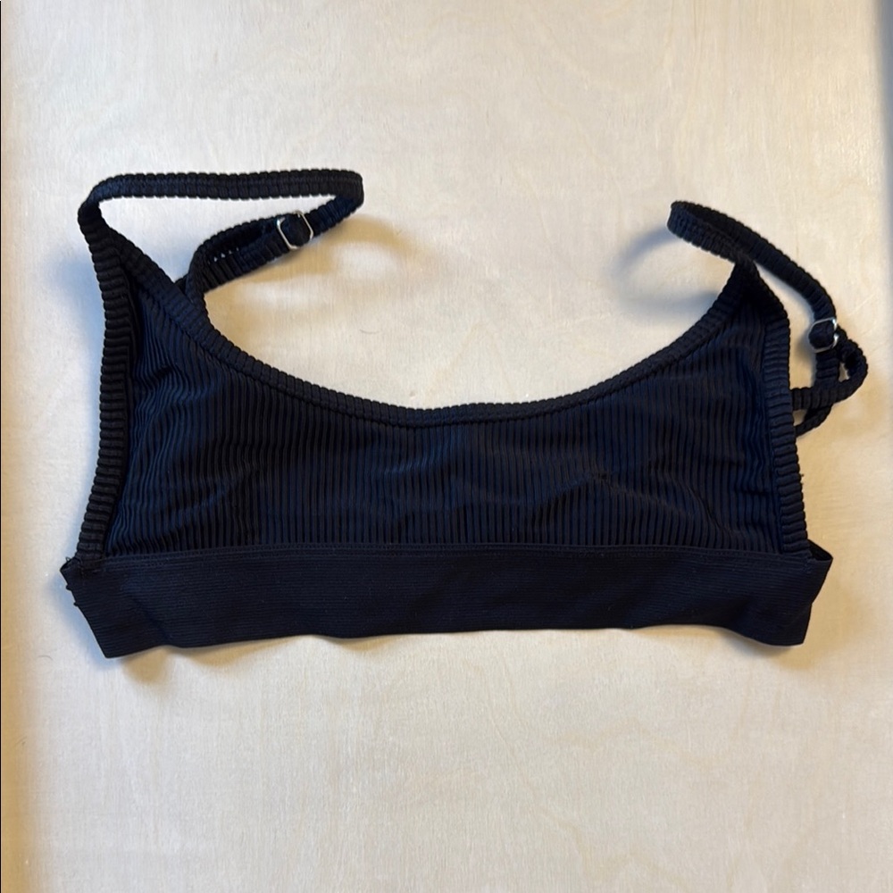 Frankie's Bikinis Black Ribbed Bikini Top